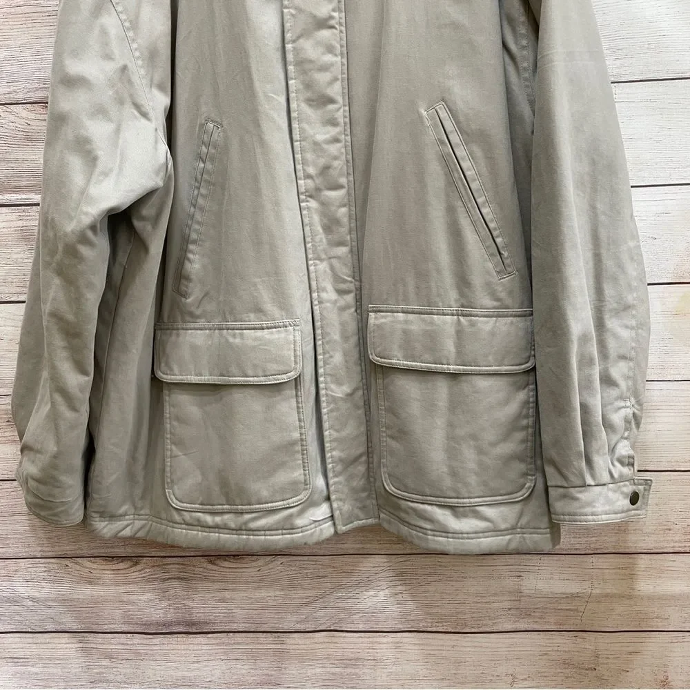 CROFT‎ & BARROW FLANNEL LINED BARN COAT IN KHAKI